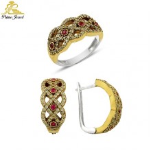 Gümüş Otantik Taşlı Set